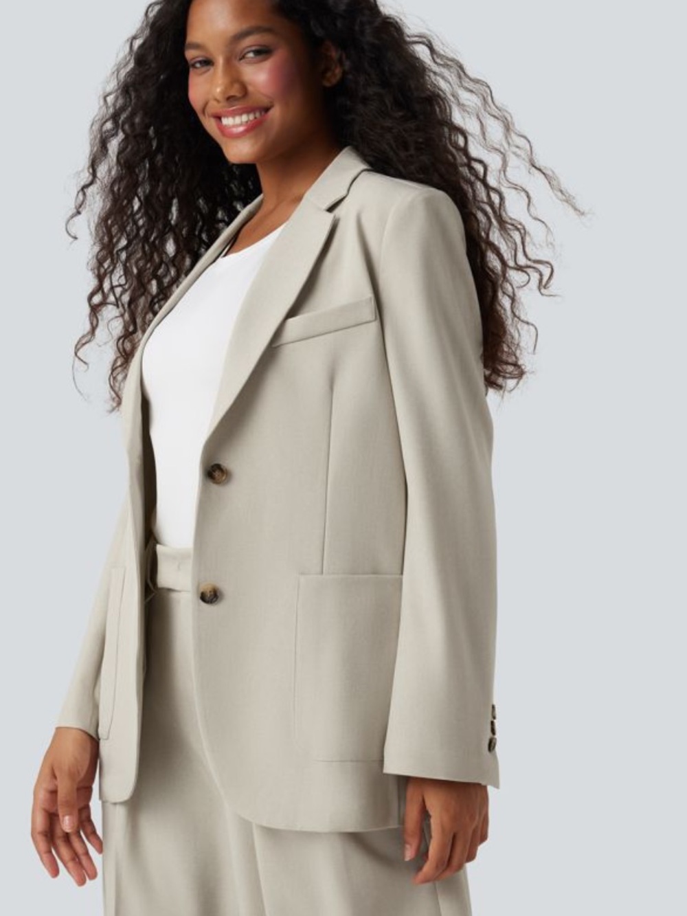 HALARA collar, long sleeve work linen- feel blazer with pockets size extra small